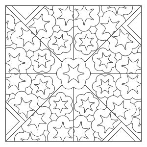 带有星空花朵图案的漂亮 Azulejo (成人着色 : 瓷砖)