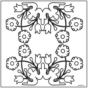 简单的带几朵花的 azulejo (成人着色 : 瓷砖)