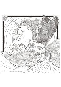 独特的 神话传说 着色页，免费打印和下载 (成人着色 : 神话传说)