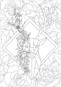 鹿和他的花朵背景 (成人着色 : Images tagged "玫瑰")