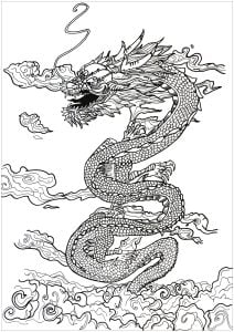 有趣的 龙 儿童着色页下载 (成人着色 : 龙)