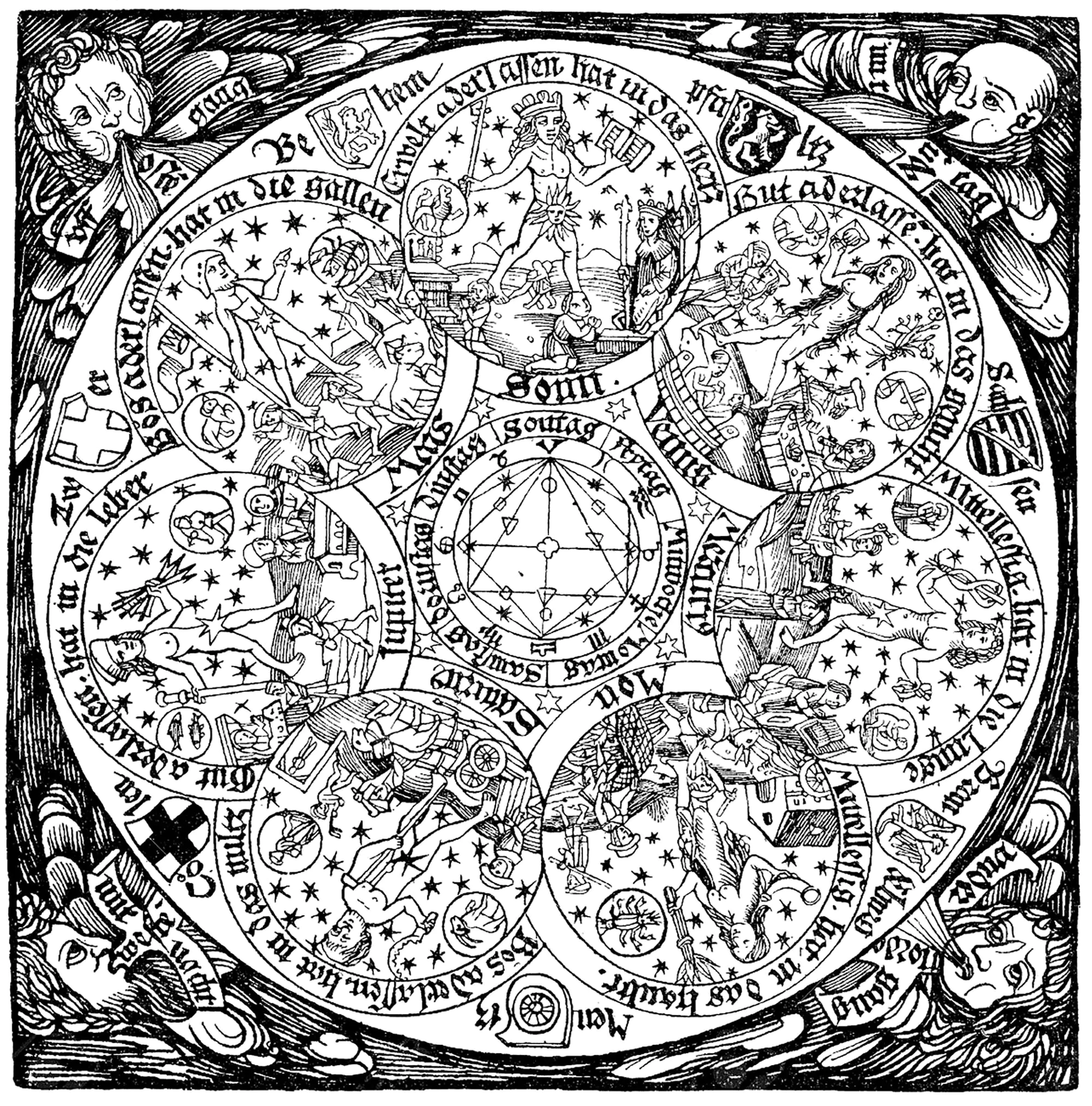 独特的 中世纪 着色页下载 (中世纪)