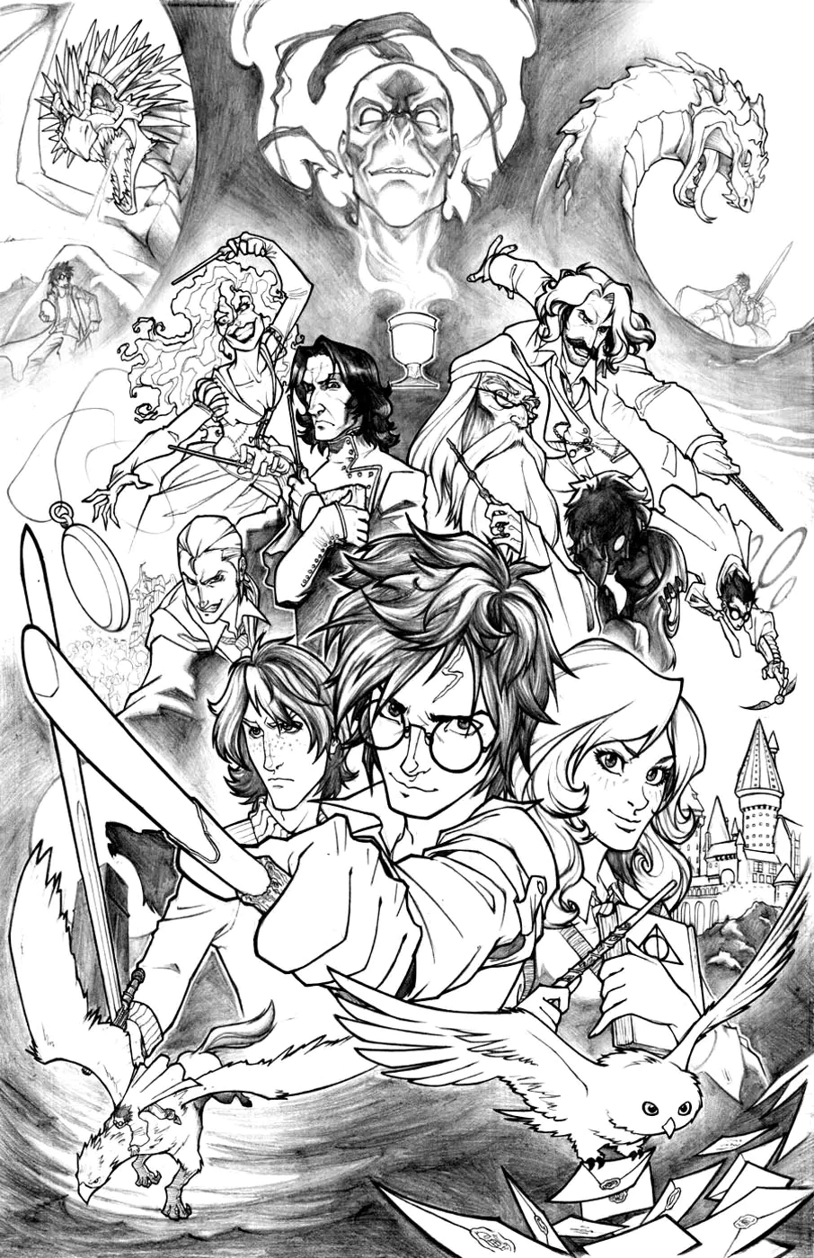 著名巫师哈利-波特 (适合成人打印的着色 : 书籍和漫画)