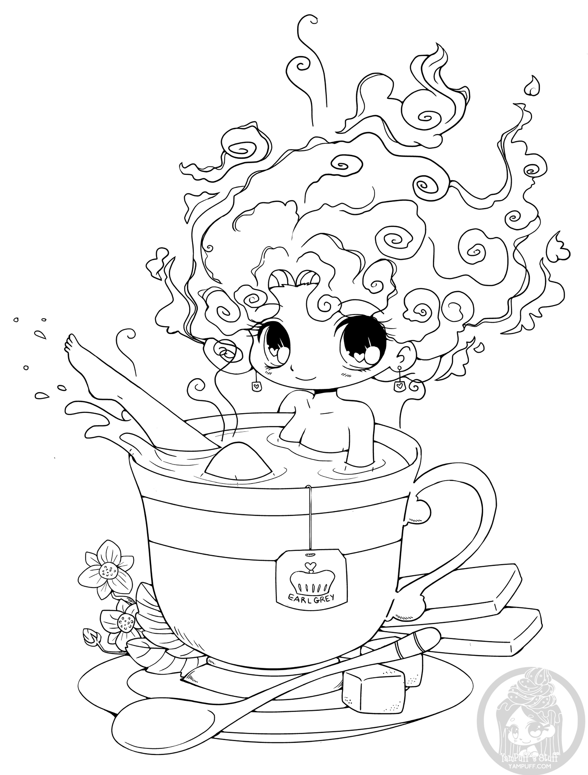 茶艺女孩 (适合成人打印的复杂着色 : 回到童年)