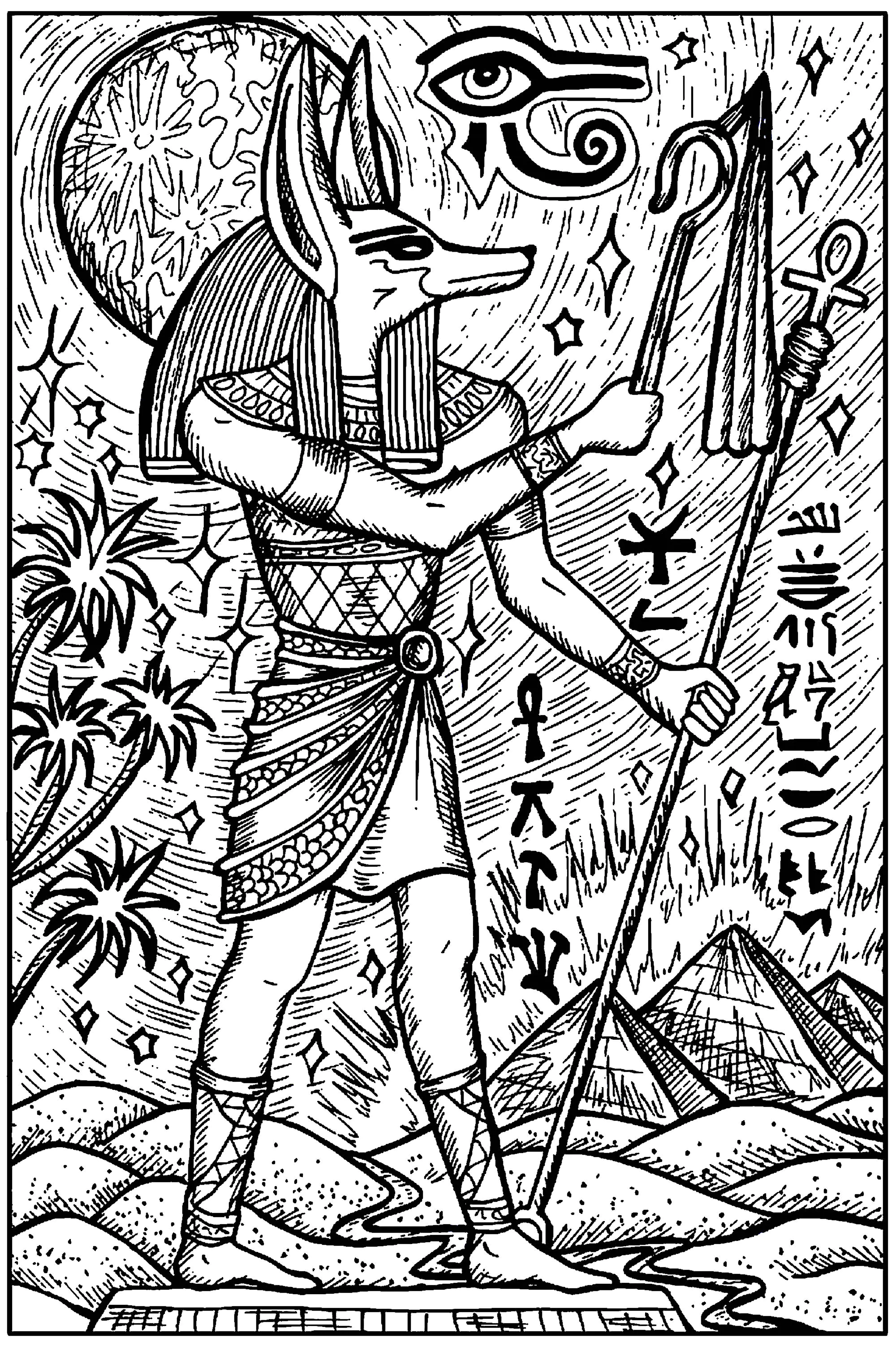 独特的 埃及与象形文字 着色页,免费打印和下载 (埃及与象形文字)