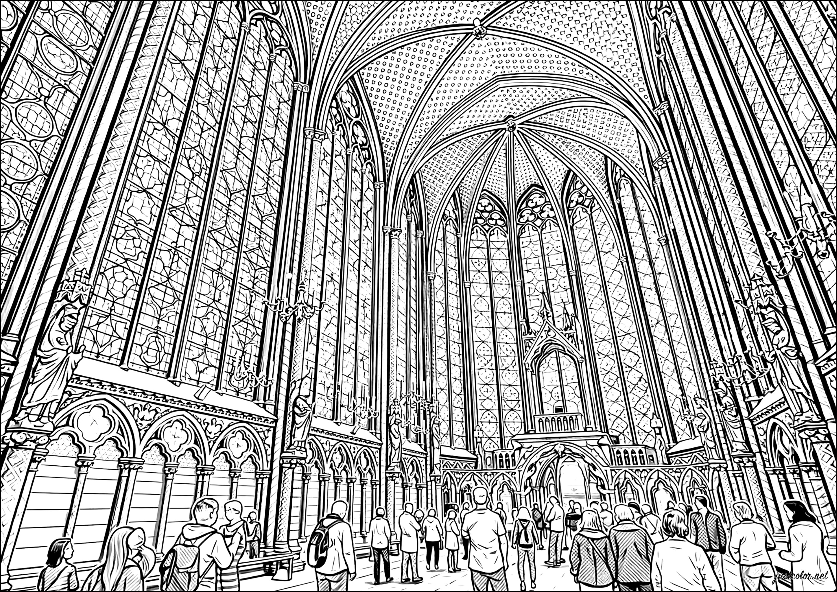 圣礼拜堂 (适合成人打印的复杂着色 : Paris)