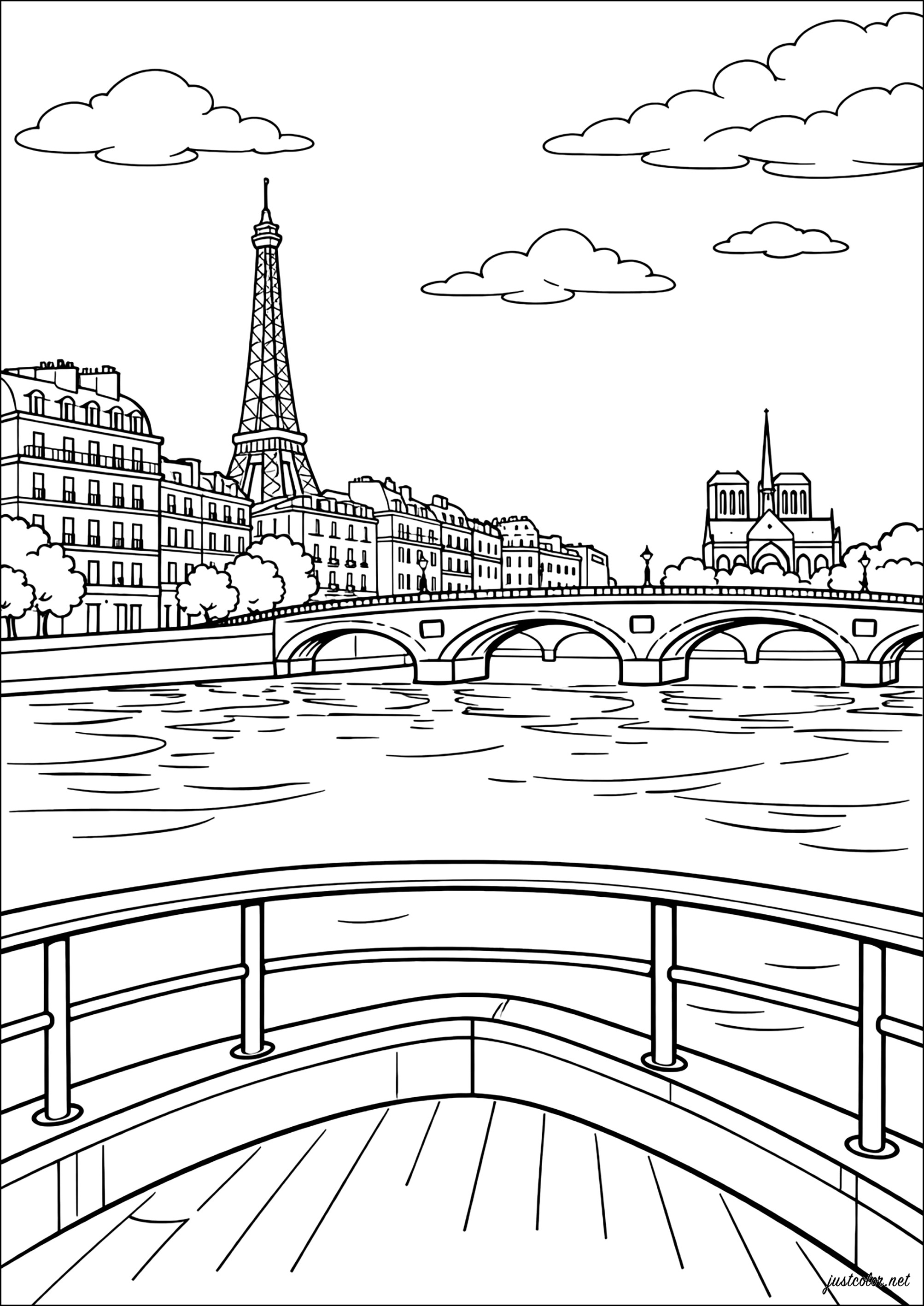 巴黎-98442 (适合成人打印的复杂着色 : Paris)