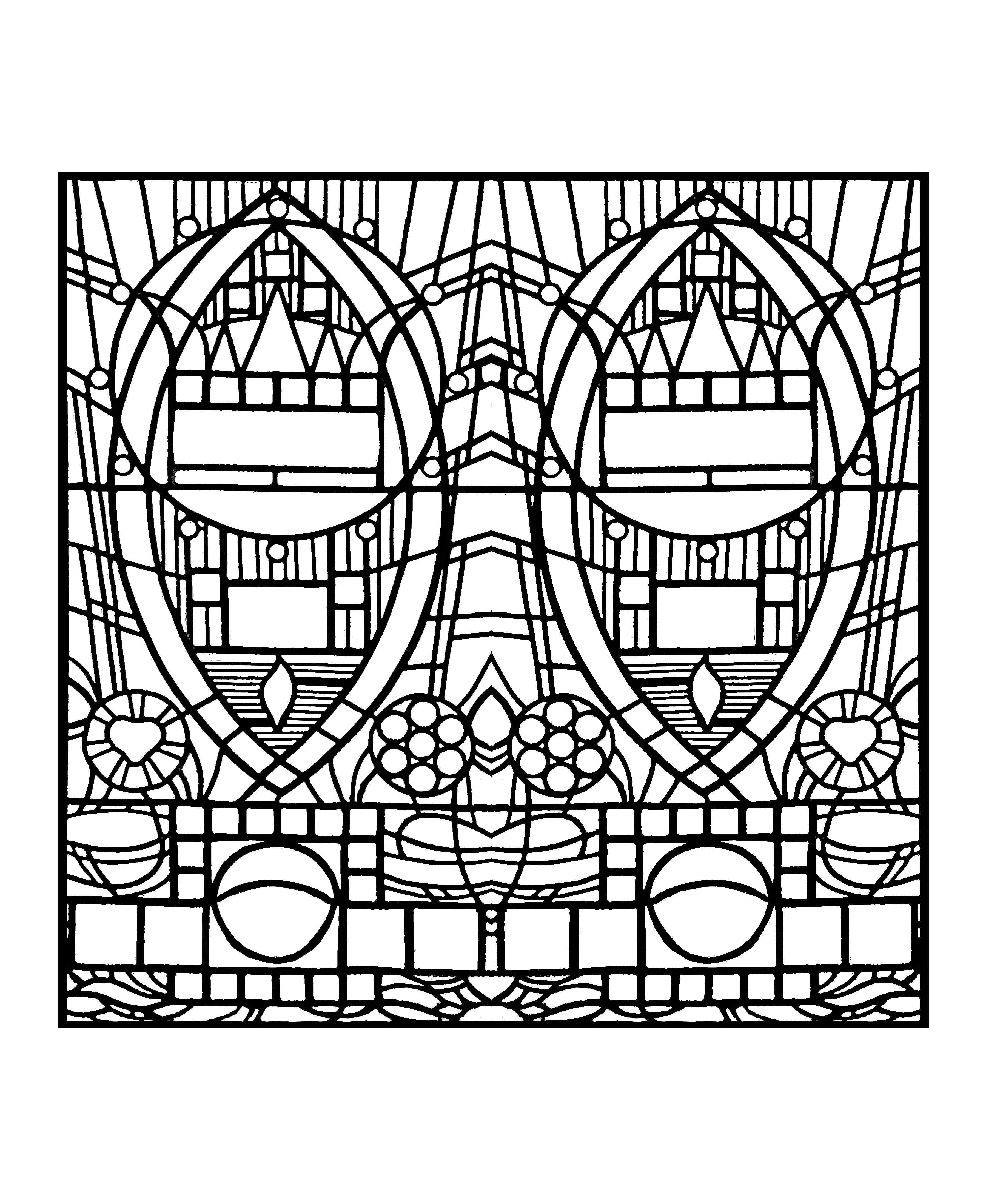 复杂的 彩色玻璃 成人着色表下载 (Stained Glass)