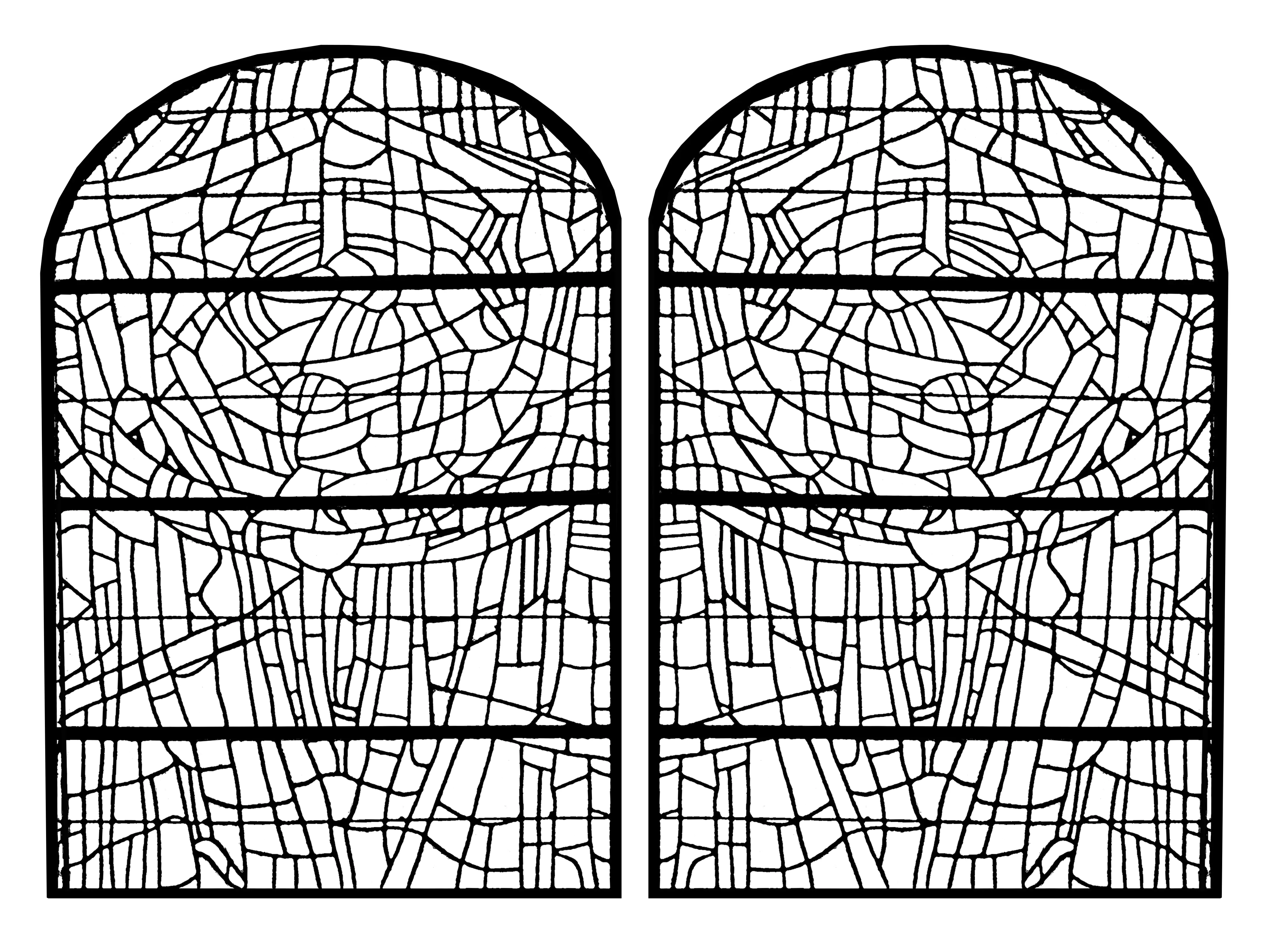 法国一座教堂的彩绘玻璃 - 版本 - 2 (适合成人打印的着色 : Stained Glass)