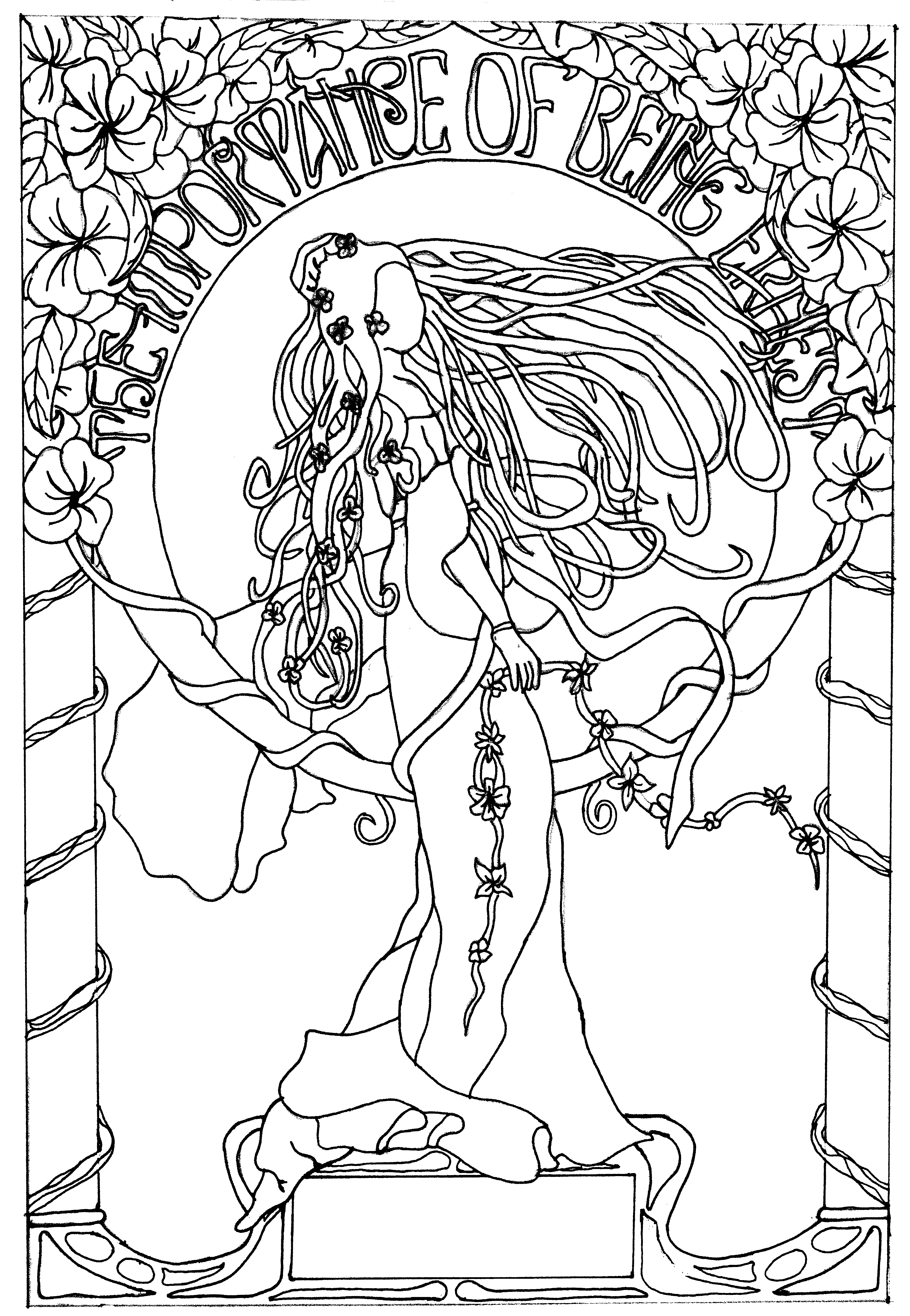 受新艺术启发的现代设计 (适合成人打印的复杂着色 : 新艺术风格)