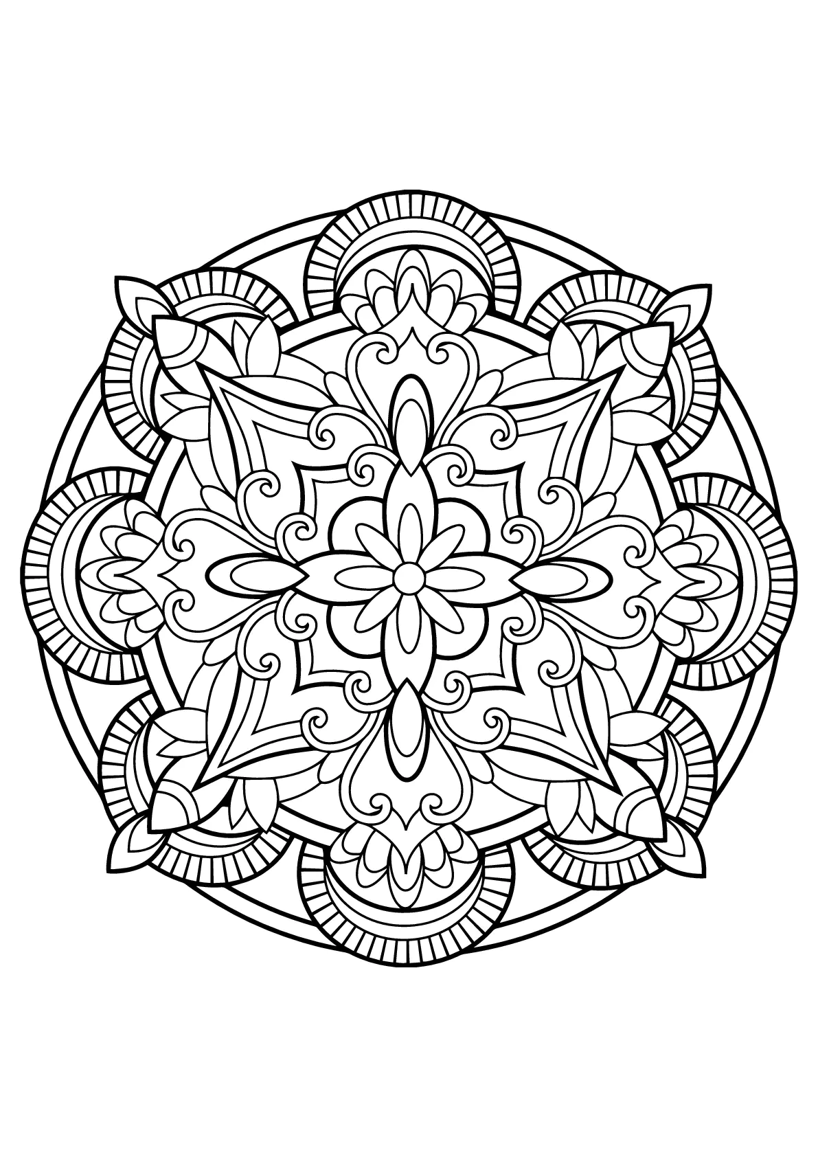成人免费填色书中的曼陀罗 - 23 (适合成人打印的着色 : 曼陀罗)