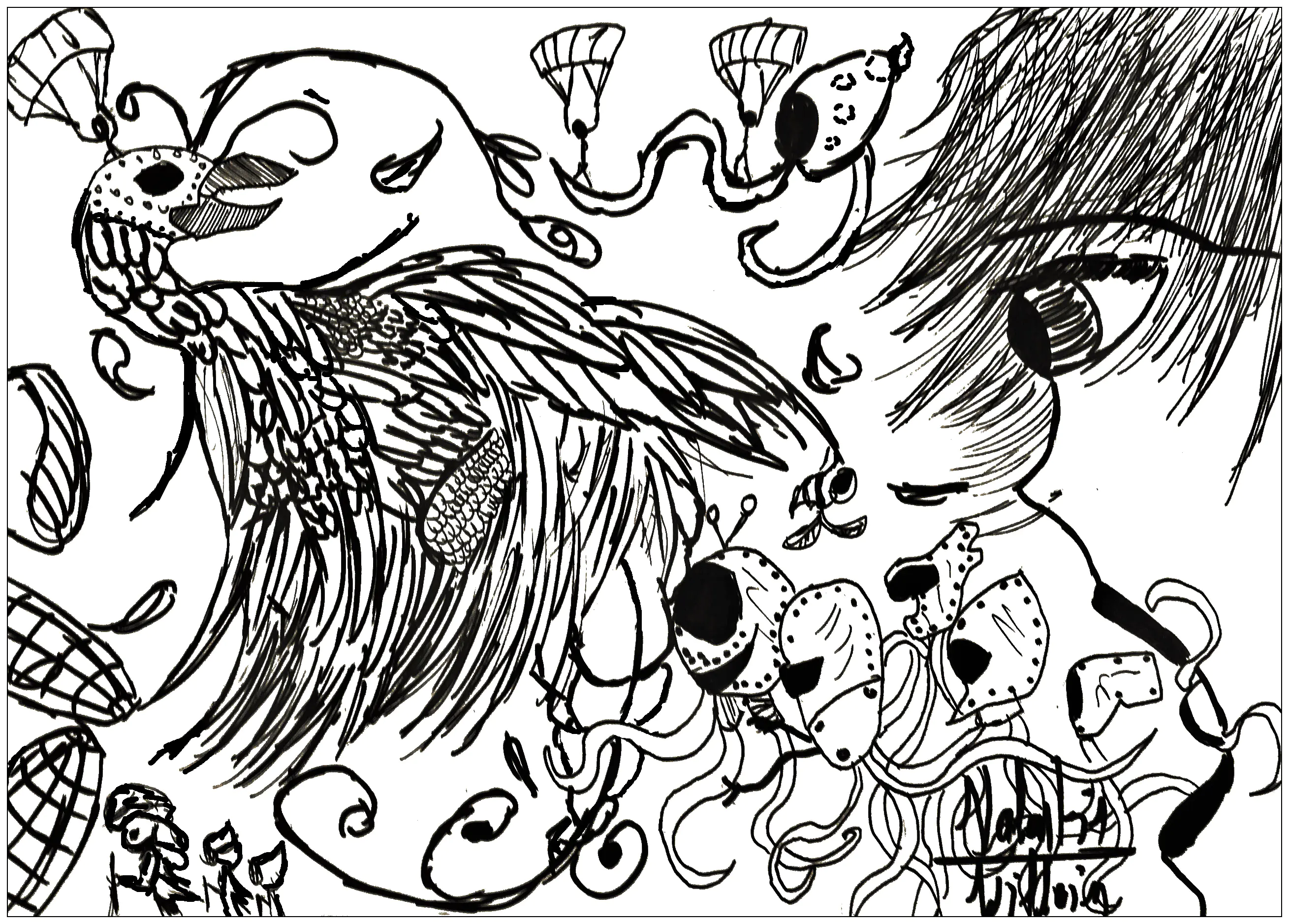 复杂的 涂鸦艺术/涂鸦 成人着色表下载 (涂鸦艺术/涂鸦)