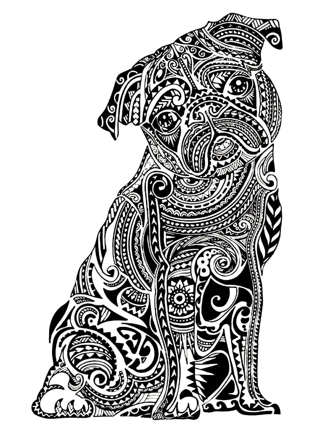 Petit bouledogue (适合成人打印的着色 : 狗)