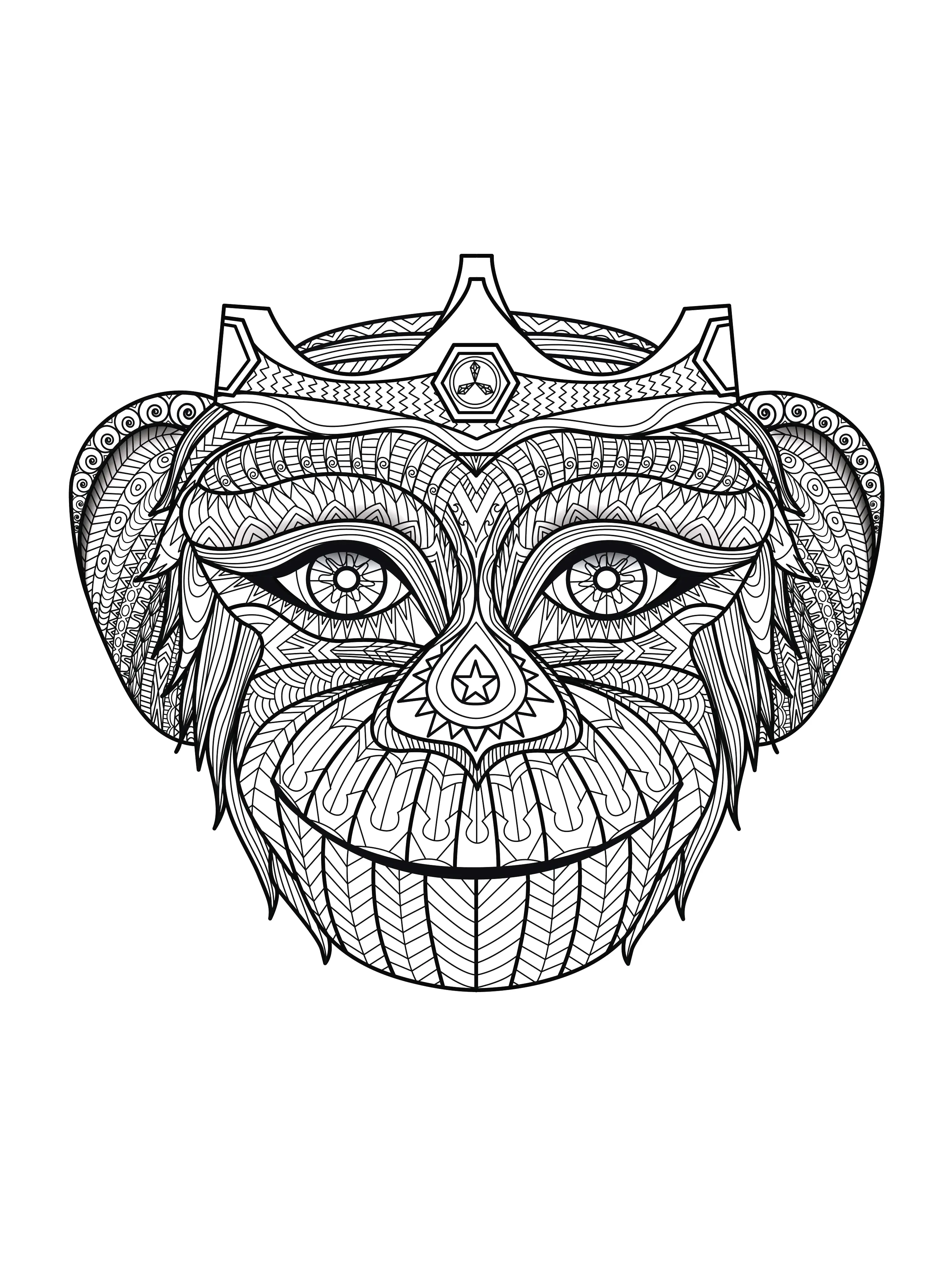 独特的 猴子 着色页，免费打印和下载 (猴子)