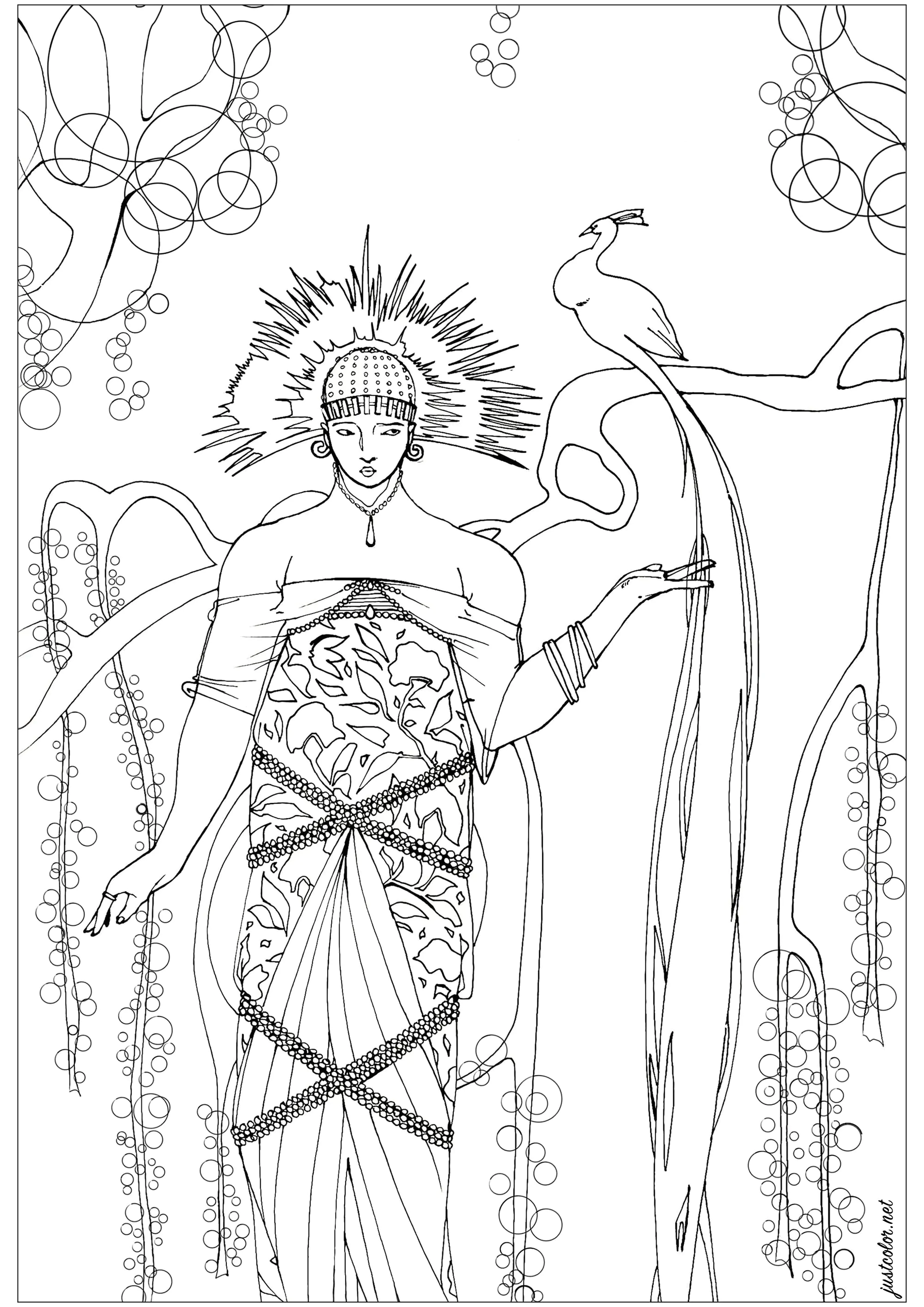 巴黎服饰 - 乔治-巴尔比耶 (适合成人打印的着色 : 装饰艺术)