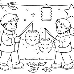 Páginas de Festa das Lanternas para colorir e imprimir para crianças
