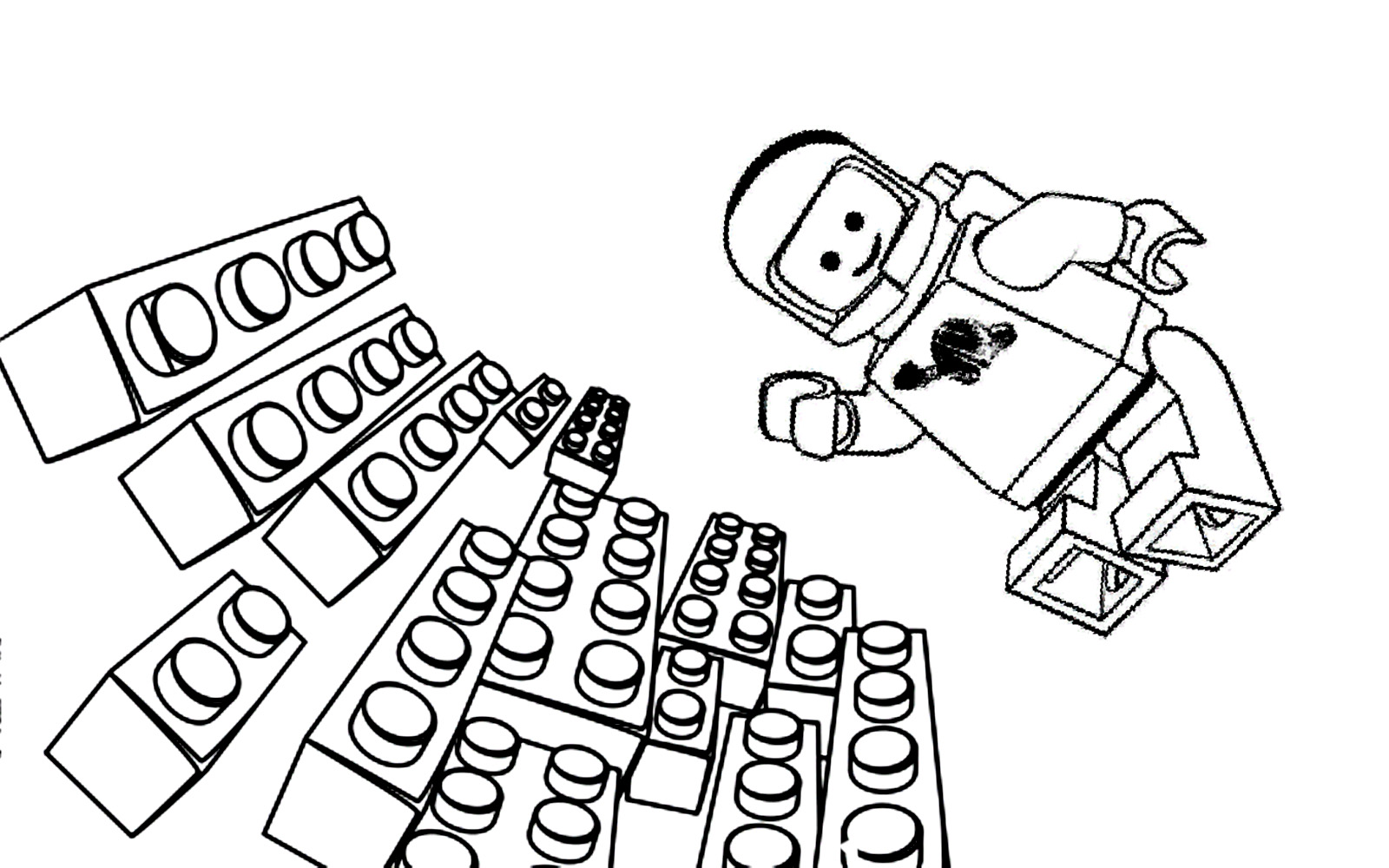 Benny o astronauta voa sobre os tijolos de Lego em gravidade zero!