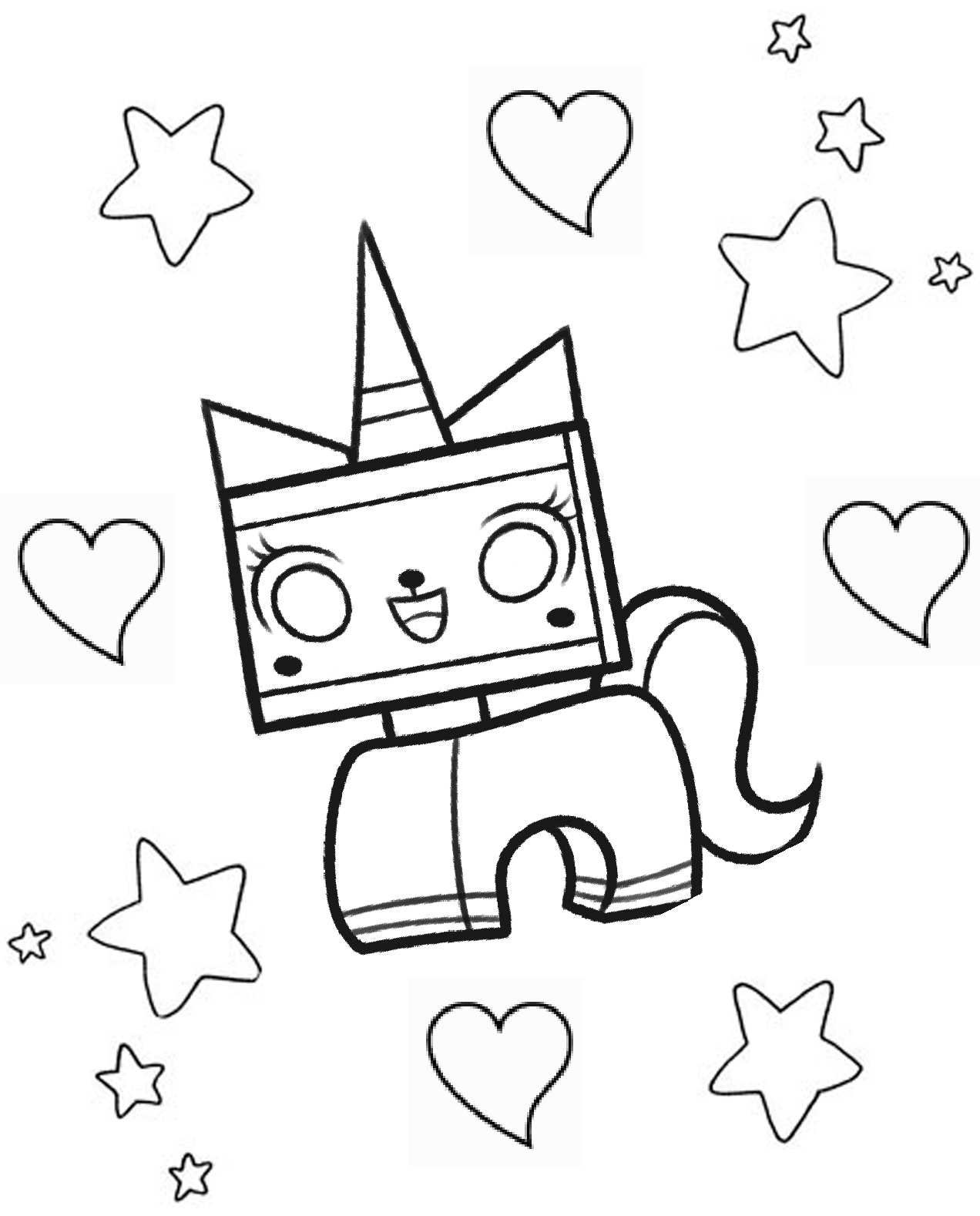 Lego Unikitty com corações e estrelas