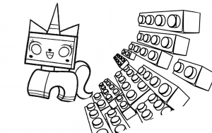 A grande aventura de Lego : Unikitty, um unicórnio bonito feito de tijolos de lego, num belo livro de colorir