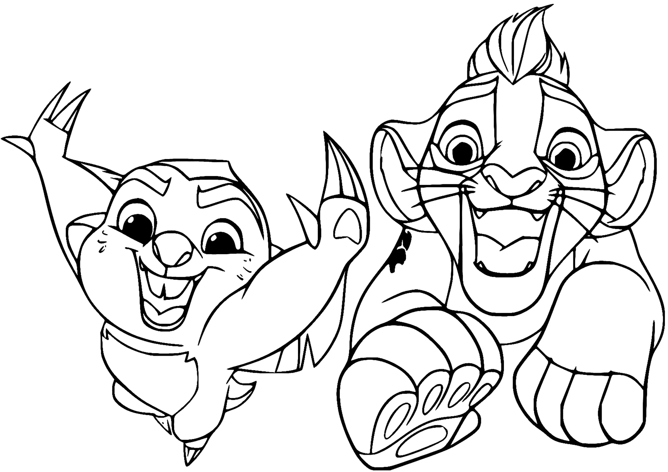 Kion e o seu amigo (Página de A Guarda do Leão para colorir e imprimir para crianças)