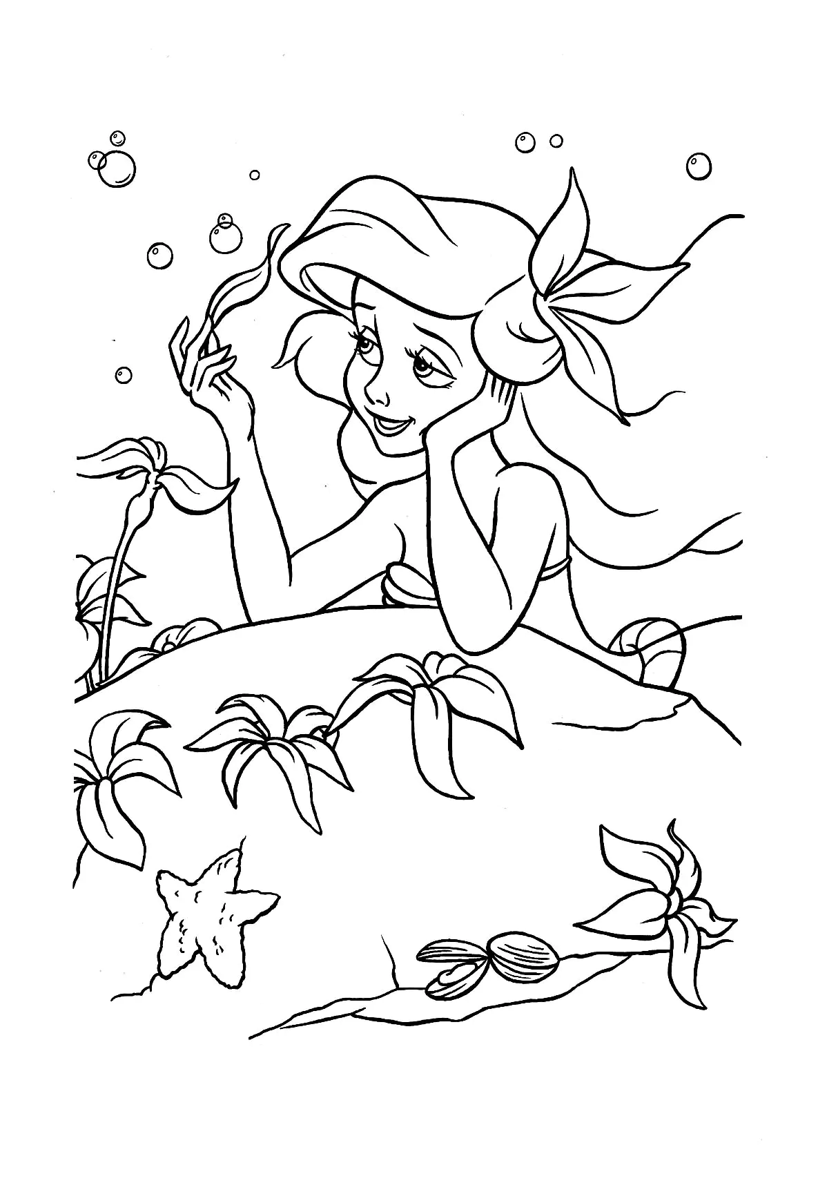 Ariel bonita, para colorir (A pequena Sereia)