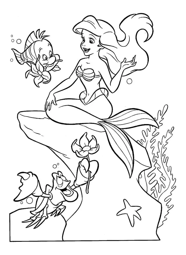 A Pequena Sereia (Disney) (Página para colorir e imprimir para crianças)