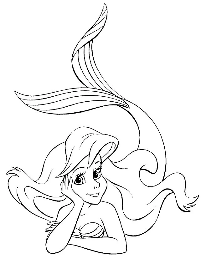 Colorir facilmente: A Pequena Sereia (Disney) (Página para colorir e imprimir para crianças)