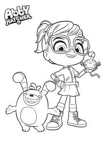 Página de Abby Hatcher para colorir e imprimir para crianças : Abby, Bozzly e Terry