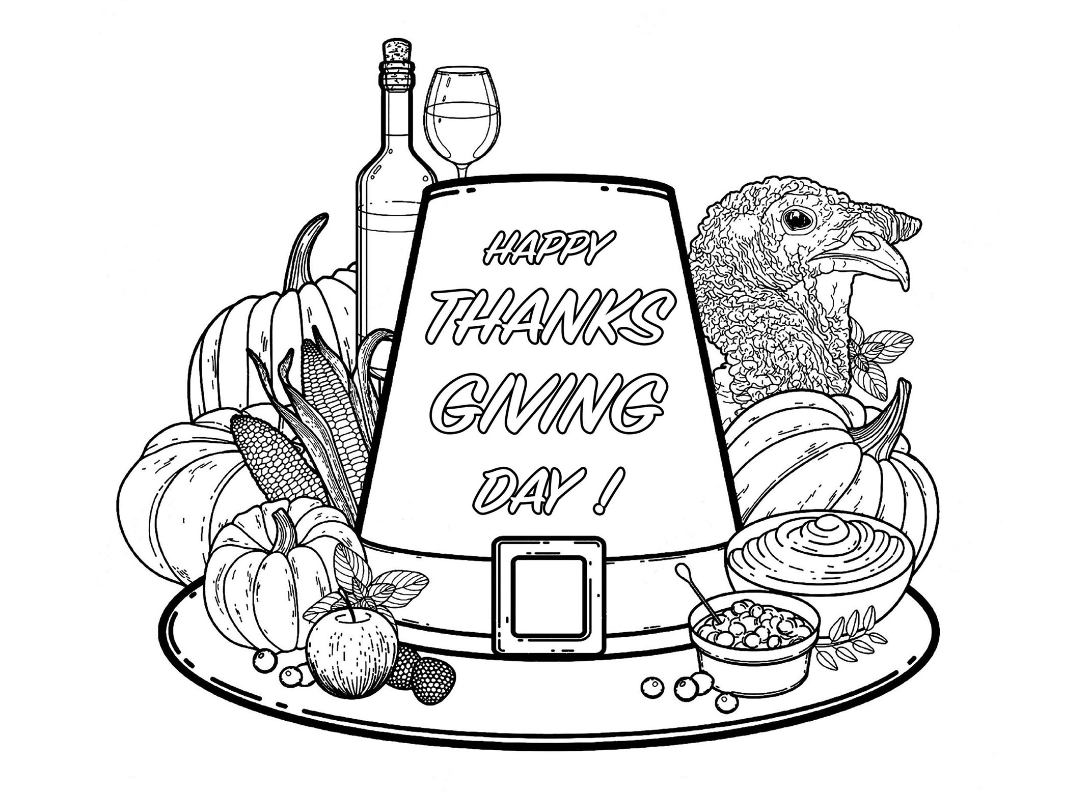 Coloriage de Ação de graças (Thanksgiving) à imprimer