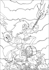 Página de Adventure Time para colorir e imprimir para crianças : O poder da música