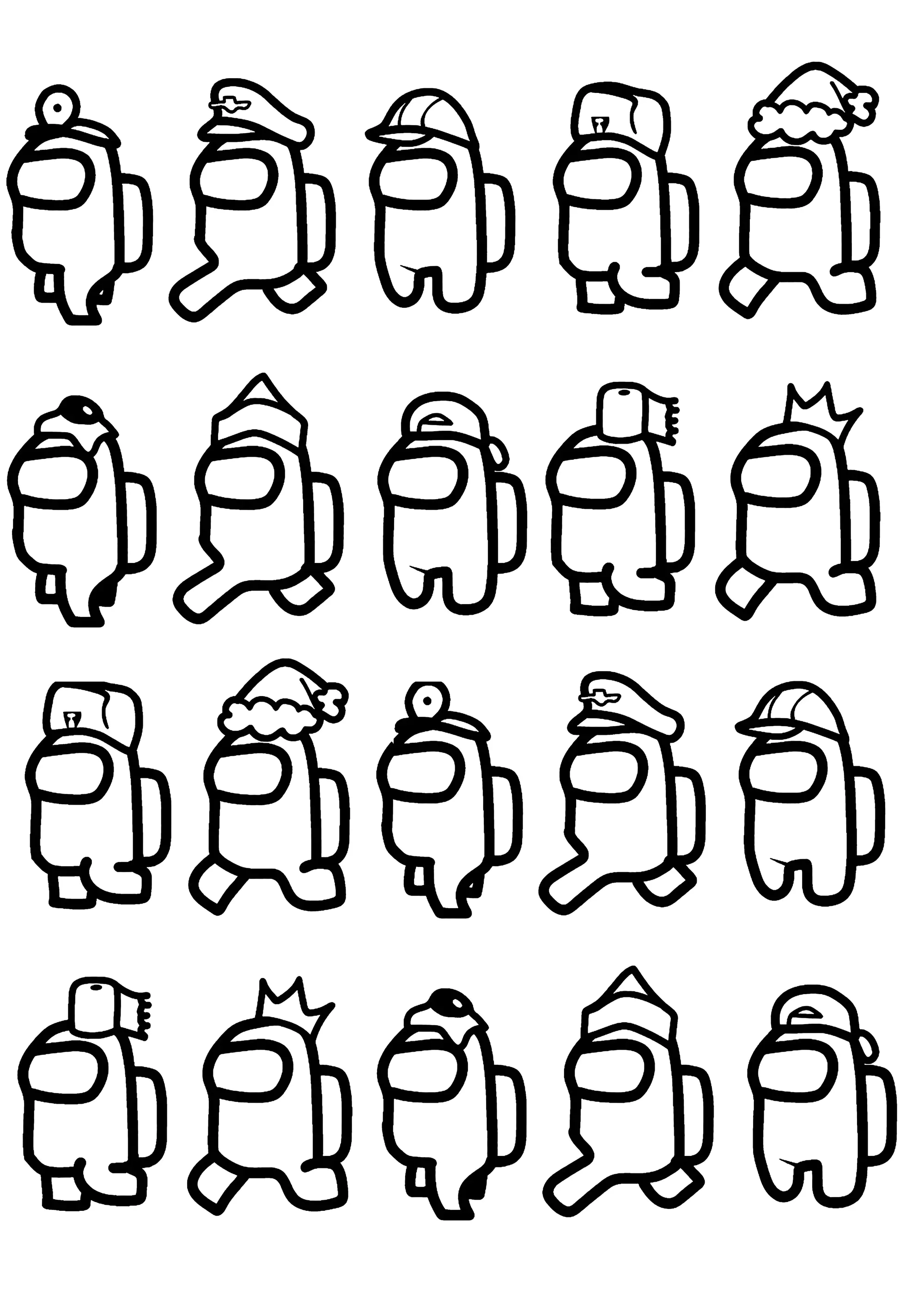 Personagens de Many Among Us (Página para colorir e imprimir para crianças)