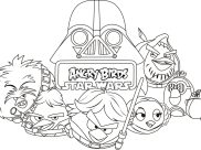 Páginas de Angry Birds Star Wars para colorir e imprimir para crianças