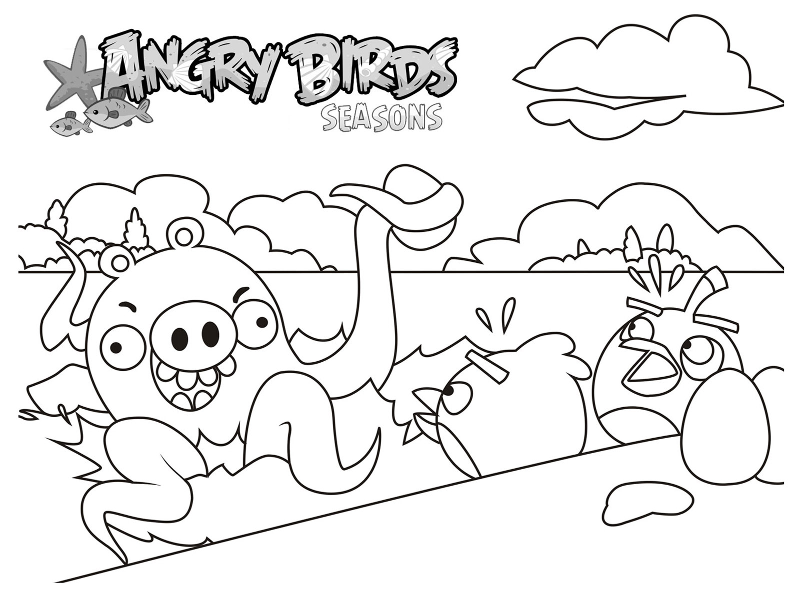 Super coloriage de Angry Birds assez simples