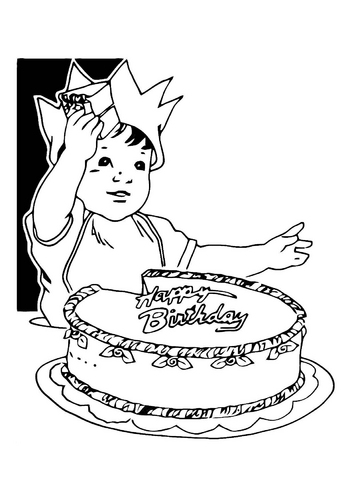 Imagem imprimível de uma criança que celebra o seu aniversário