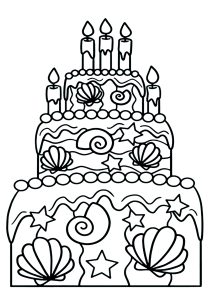 Colorir um bolo de aniversário com motivos marinhos