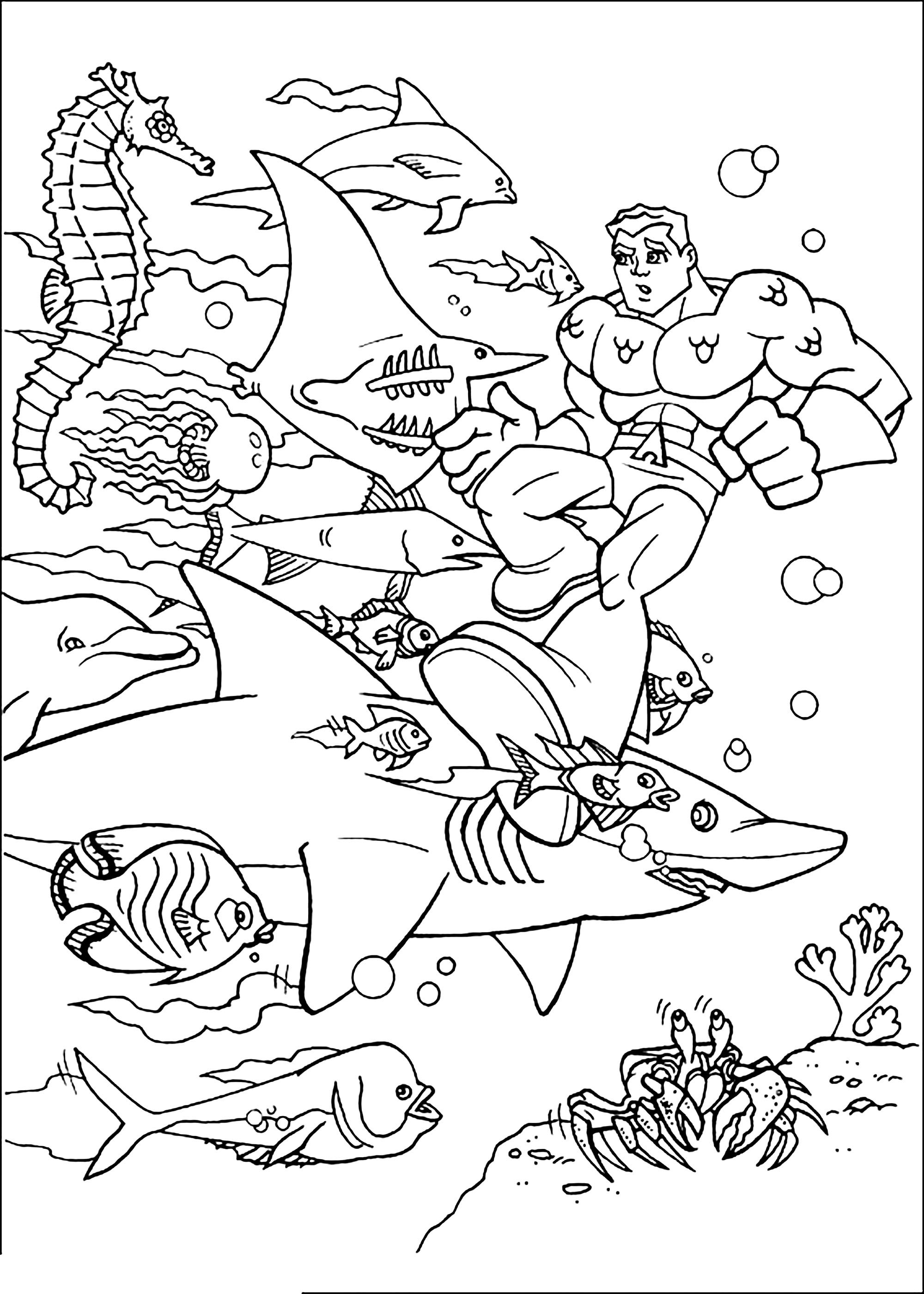Páginas para colorir Aquaman imprimíveis para crianças