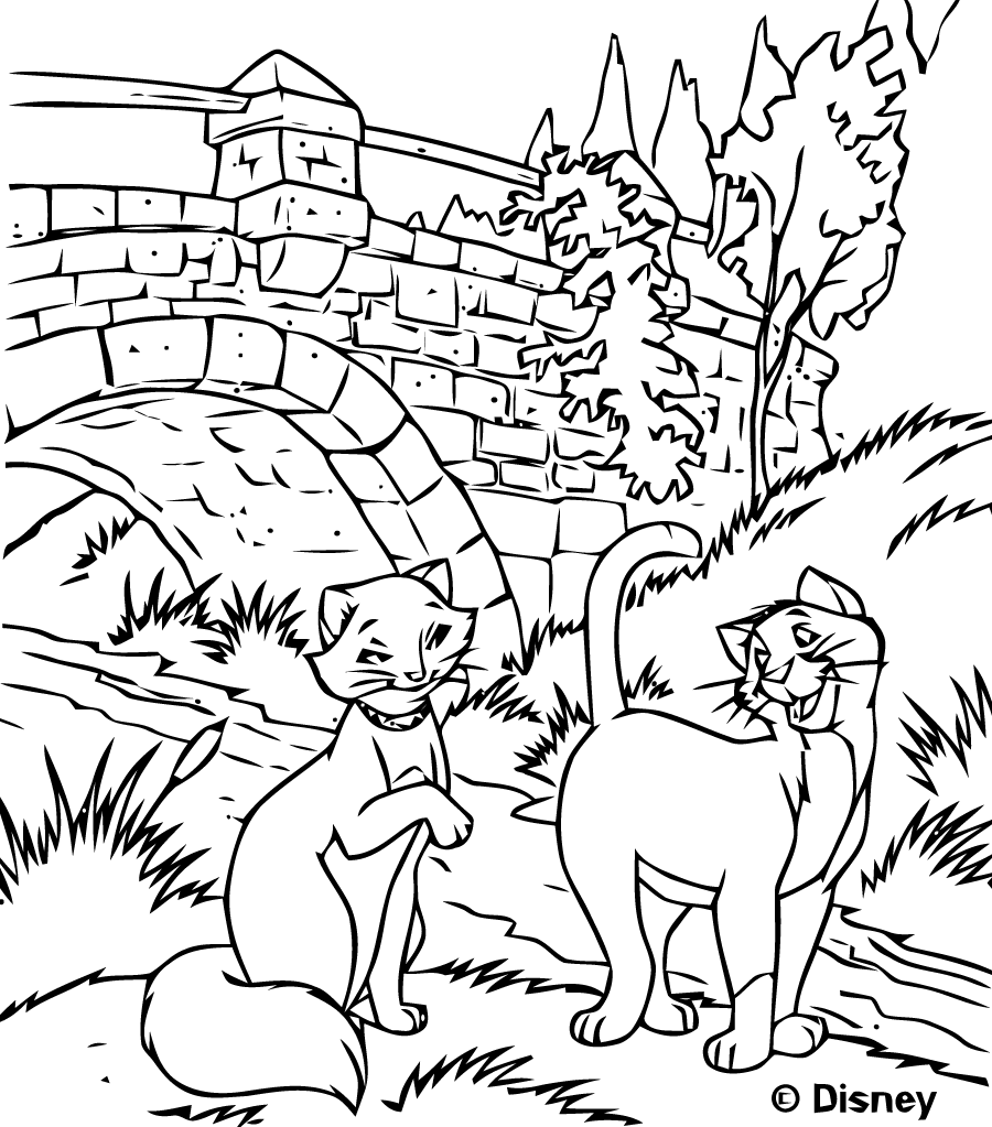 Desenho Aristochats grátis para descarregar e colorir