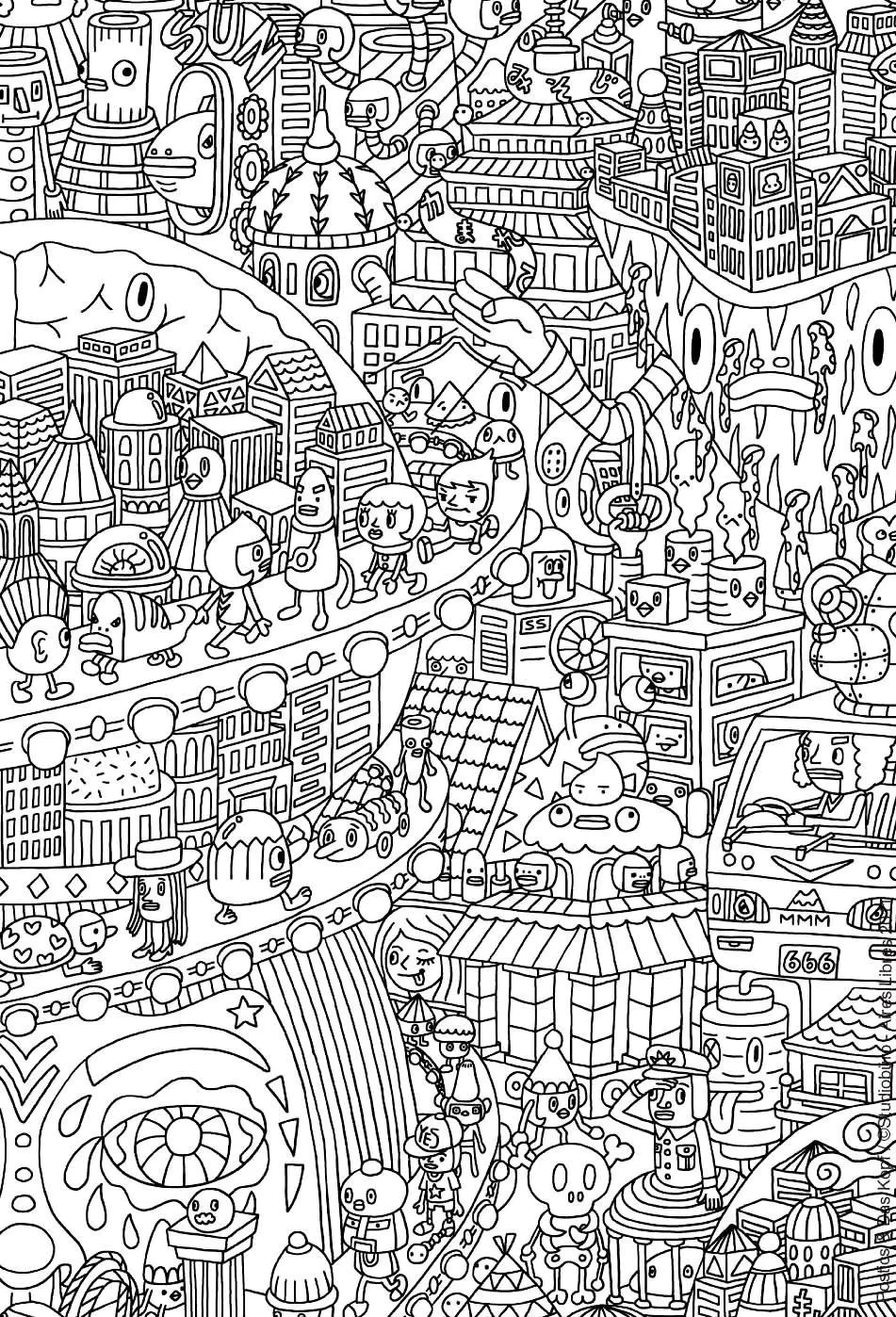 Desenhos para colorir para crianças gratuitos de arte-doodle (Arte doodle)
