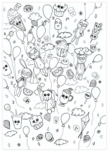 Simple Dibujos para colorear de arte doodle para imprimir y colorear