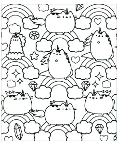 Página de Arte doodle para colorir e imprimir para crianças : O "chalicorne" pusheen