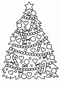 Páginas de coloração de árvores de Natal para imprimir para crianças