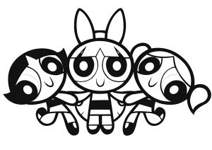 Página de As meninas Superpoderosas para colorir e imprimir para crianças : As três Supers Nanas (desenho com linhas grossas)