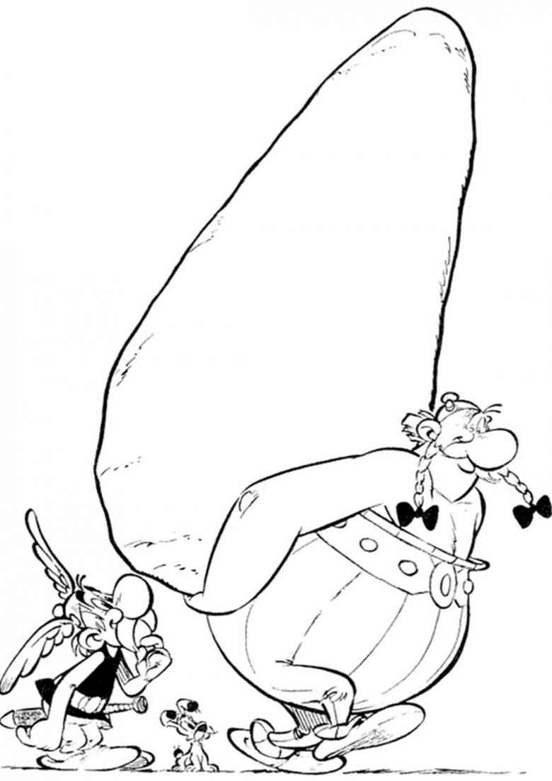 Asterix, Obelix e um menhir para imprimir e colorir