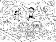 Páginas de Outono para colorir e imprimir para crianças