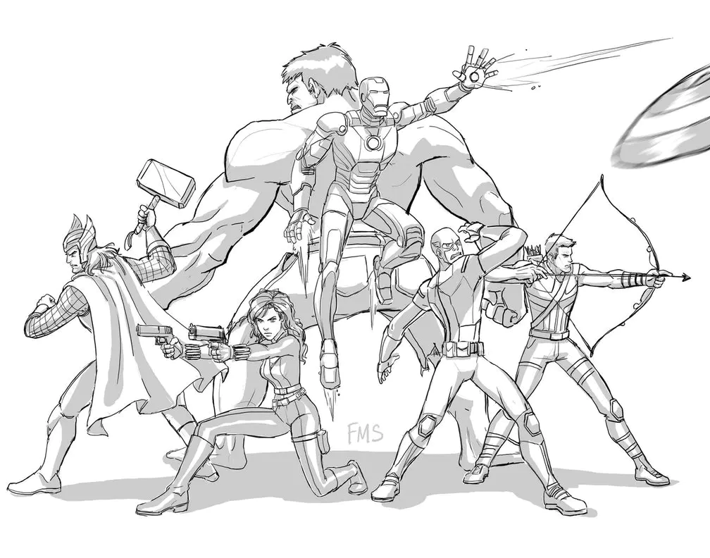 Vingadores a colorir páginas para crianças - Páginas de Avengers para  colorir para crianças, image size:1008x792