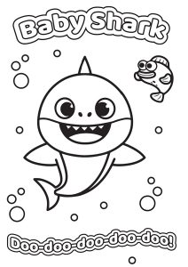 A canção "Baby Shark" num livro para colorir