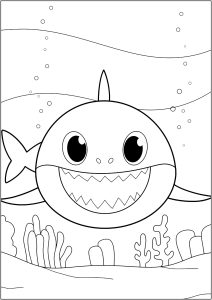Tubarão bebé e os seus dentes de tubarão
