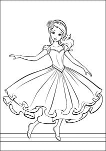 Página de para colorir e imprimir para crianças : Magnífica bailarina num grande vestido