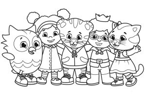 Página de Bairro de Daniel Tigre para colorir e imprimir para crianças : Dany com todos os seus amigos