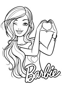 Barbie a fazer o símbolo de um coração com as mãos
